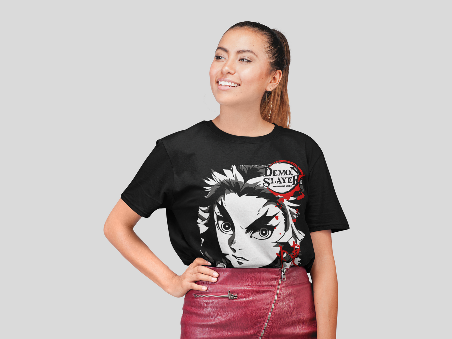 Kyōjurō Rengoku Demon Slayer Unisex Regular fit Tshirt, Anime Graphic T-shirt, Black, Cotton, Anime Print